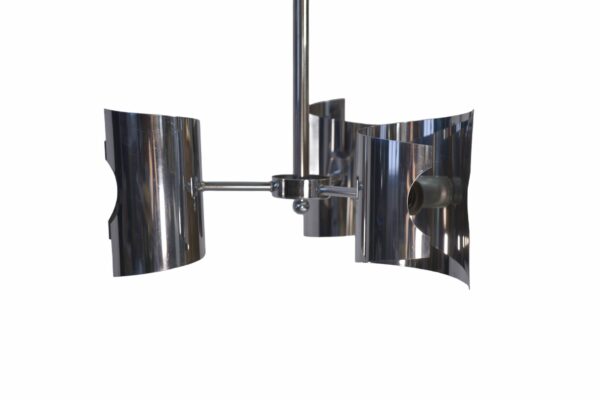 Suspension vintage en acier chromé design 1970's