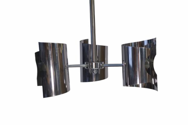 Suspension vintage en acier chromé design 1970's