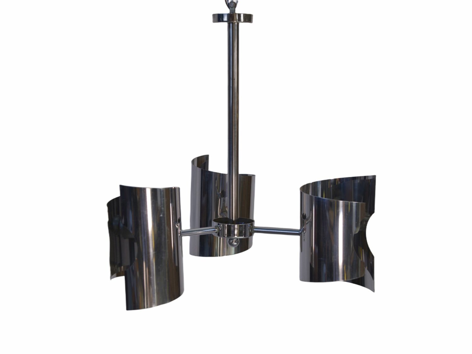 Suspension vintage en acier chromé design 1970's