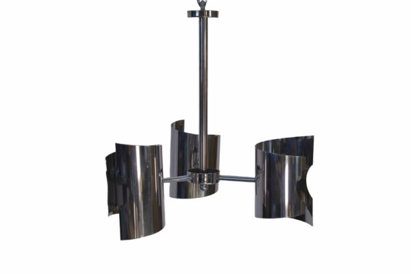 Suspension vintage en acier chromé design 1970's