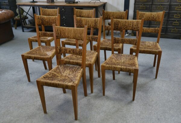 Ensemble de 8 chaises dans le goût de Geneviève Pons 1950's