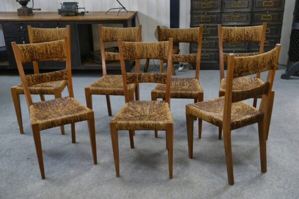 Ensemble de 8 chaises dans le goût de Geneviève Pons 1950's