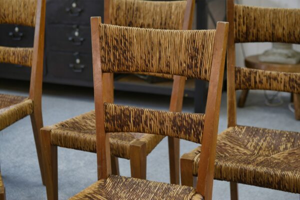 Ensemble de 8 chaises dans le goût de Geneviève Pons 1950's