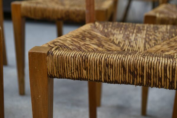 Ensemble de 8 chaises dans le goût de Geneviève Pons 1950's
