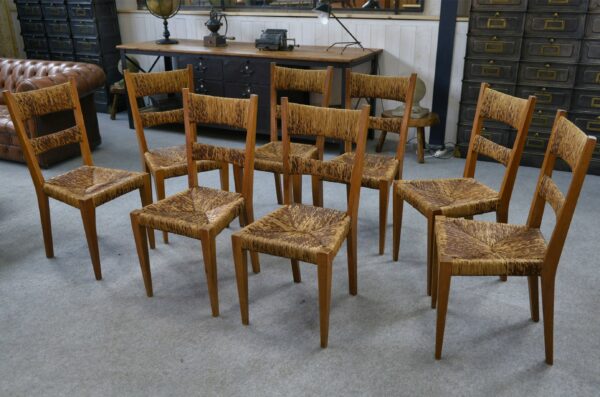 Ensemble de 8 chaises dans le goût de Geneviève Pons 1950's