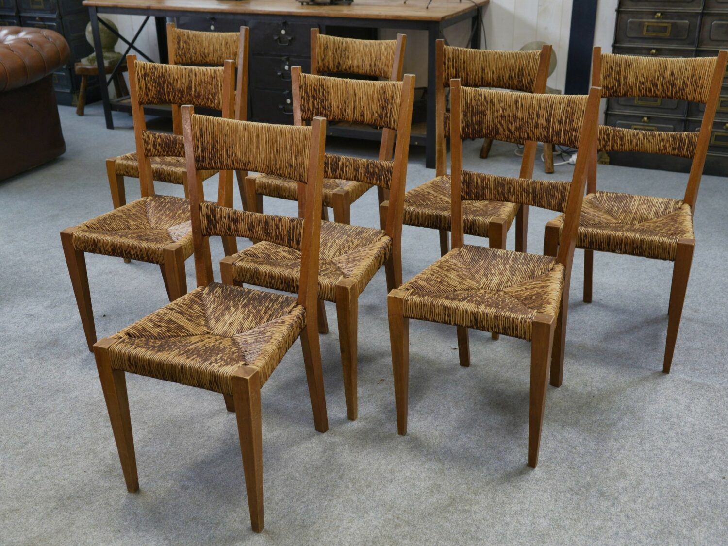 Ensemble de 8 chaises dans le goût de Geneviève Pons 1950's