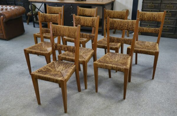 Ensemble de 8 chaises dans le goût de Geneviève Pons 1950's