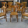 Ensemble de 10 chaises bistrot en hêtre 1950's