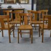 Ensemble de 10 chaises bistrot en hêtre 1950's