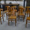 Ensemble de 10 chaises bistrot en hêtre 1950's