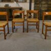 Ensemble de 4 chaises en orme massif et assise en jonc dans le goût Maison Regain 1960's