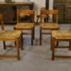 Ensemble de 4 chaises en orme massif et assise en jonc dans le goût Maison Regain 1960's