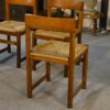 Ensemble de 4 chaises en orme massif et assise en jonc dans le goût Maison Regain 1960's