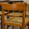Ensemble de 4 chaises en orme massif et assise en jonc dans le goût Maison Regain 1960's