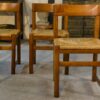 Ensemble de 4 chaises en orme massif et assise en jonc dans le goût Maison Regain 1960's