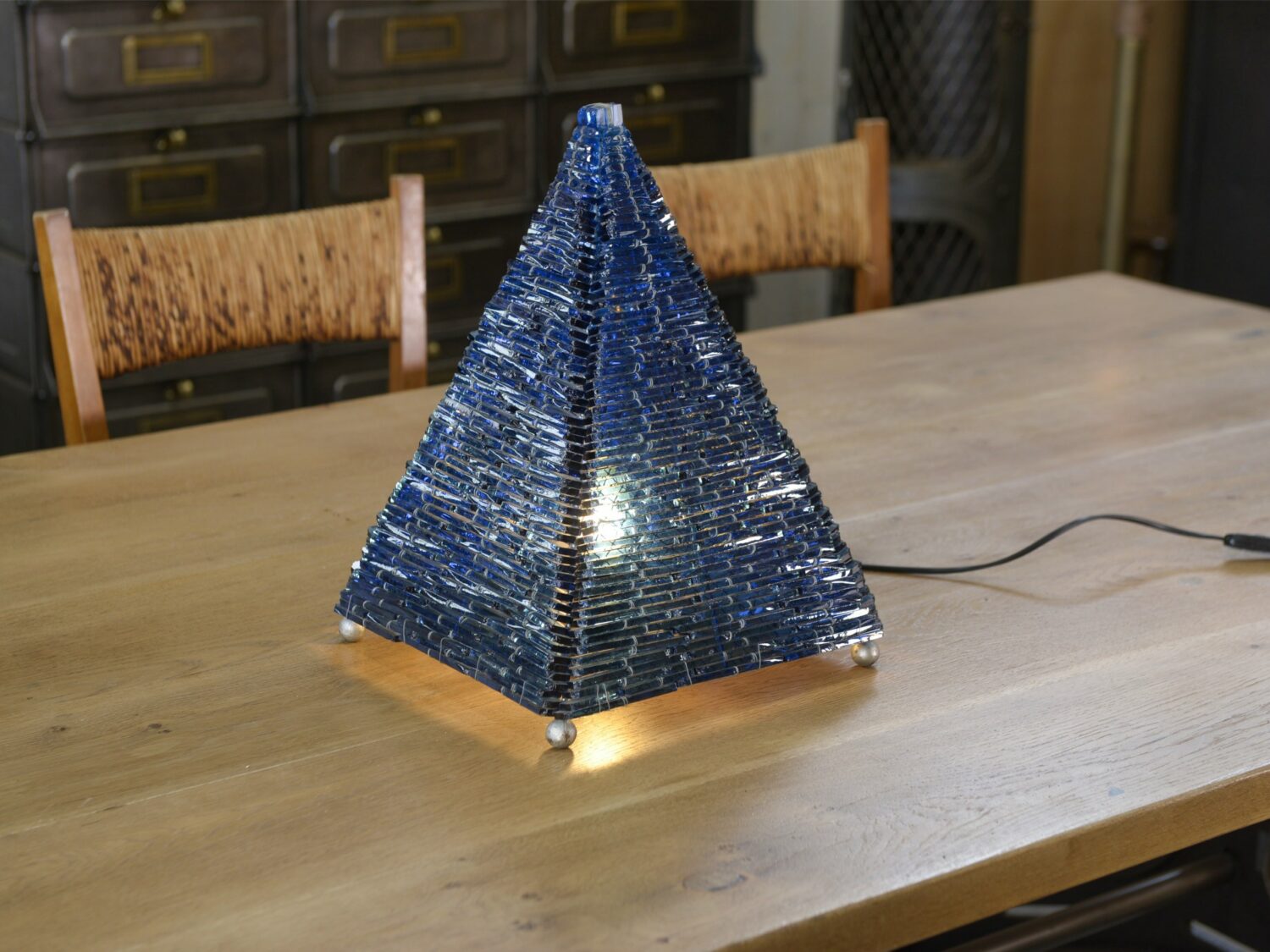 Lampe à poser en mosaïque de verre brut des années 70