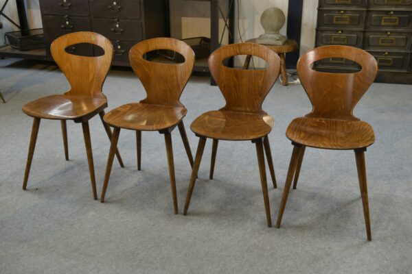 Lot de 4 chaises modèle "Fourmi" par Baumann 1950's