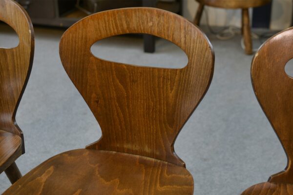 Lot de 4 chaises modèle "Fourmi" par Baumann 1950's