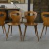 Lot de 4 chaises modèle "Fourmi" par Baumann 1950's