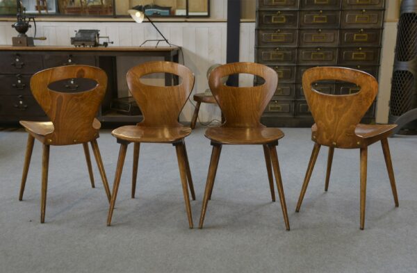 Lot de 4 chaises modèle "Fourmi" par Baumann 1950's