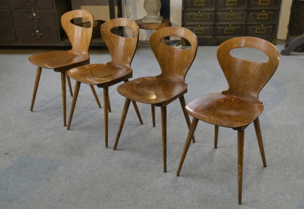 Lot de 4 chaises modèle "Fourmi" par Baumann 1950's