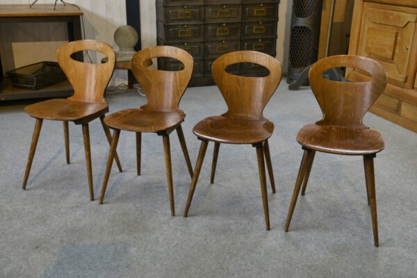 Lot de 4 chaises modèle "Fourmi" par Baumann 1950's