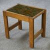 Table d'appoint en chêne massif plateau décor en tissu dans le goût de Guillerme et Chambron 1960's