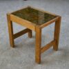 Table d'appoint en chêne massif plateau décor en tissu dans le goût de Guillerme et Chambron 1960's