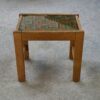 Table d'appoint en chêne massif plateau décor en tissu dans le goût de Guillerme et Chambron 1960's