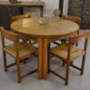 Table ronde en chêne massif par Maison Regain 1970's