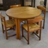 Table ronde en chêne massif par Maison Regain 1970's