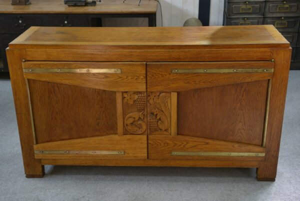 Buffet en chêne massif Art déco par Henri Bonjour 1930's