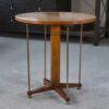 Table d'appoint circulaire en laiton, orme et loupe d'orme 1940's