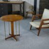 Table d'appoint circulaire en laiton, orme et loupe d'orme 1940's