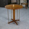 Table d'appoint circulaire en laiton, orme et loupe d'orme 1940's